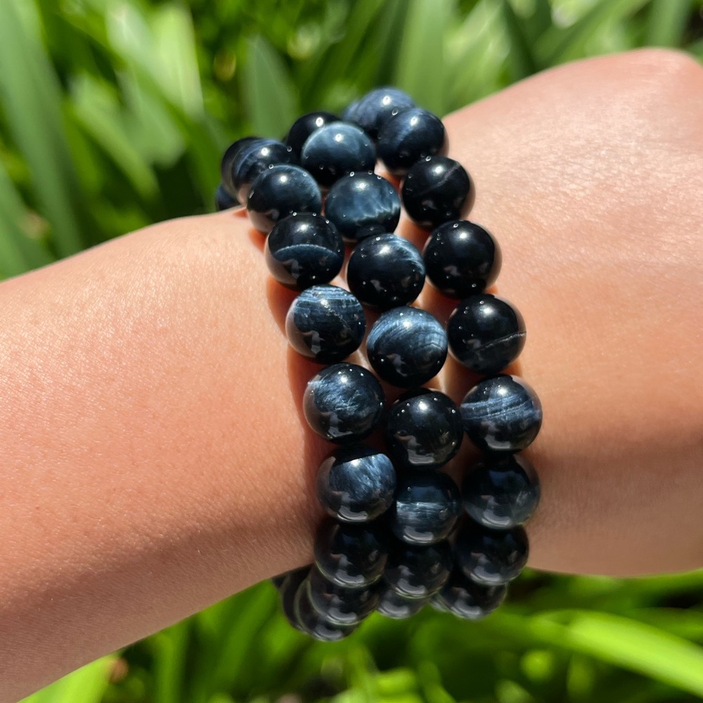 10mm stretchable blue tiger eye bracelet